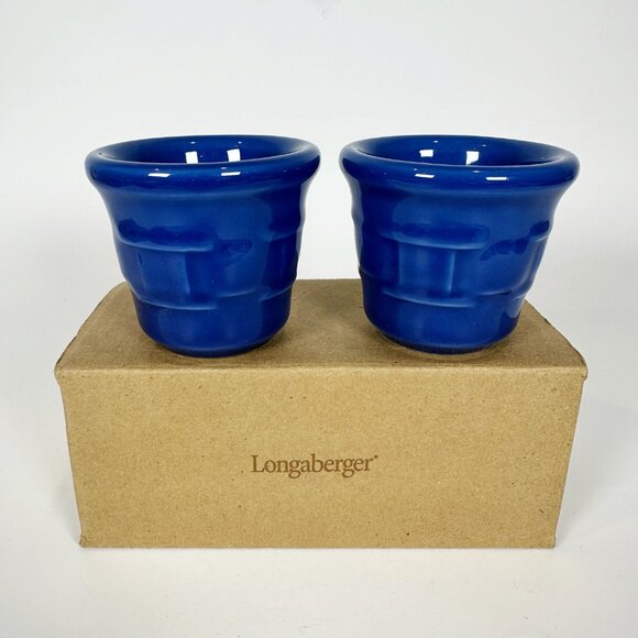 NEW Longaberger Woven Traditions Votive Cups Set of 2 Cornflower Blue USA Made - Picture 9 of 9